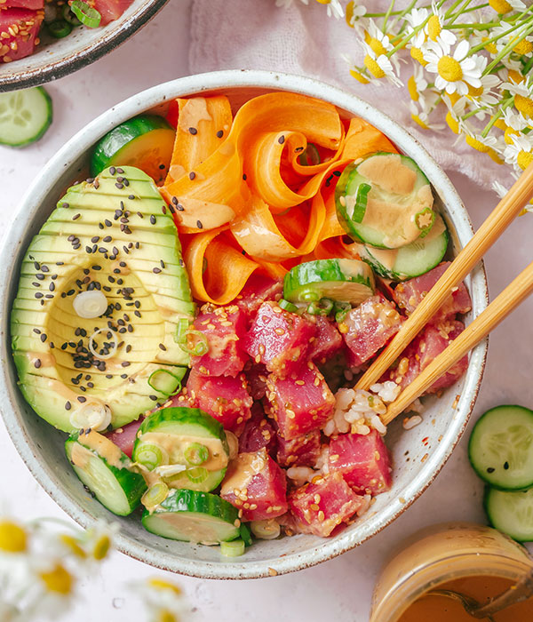 Wasabi Poke Bowl with Spicy Tahini Mayo