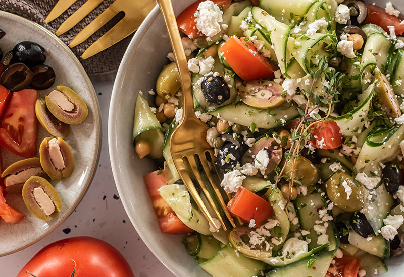 Shaved Cucumber Greek Salad