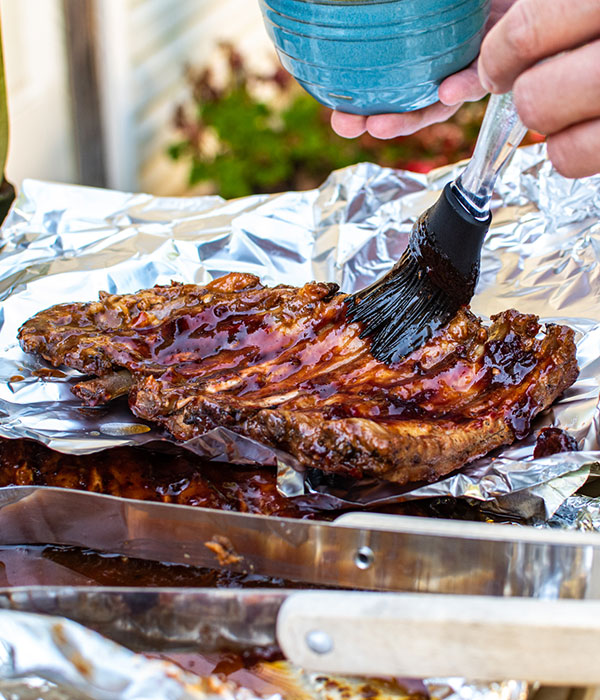 Ribs with BBQ Sauce in Foil