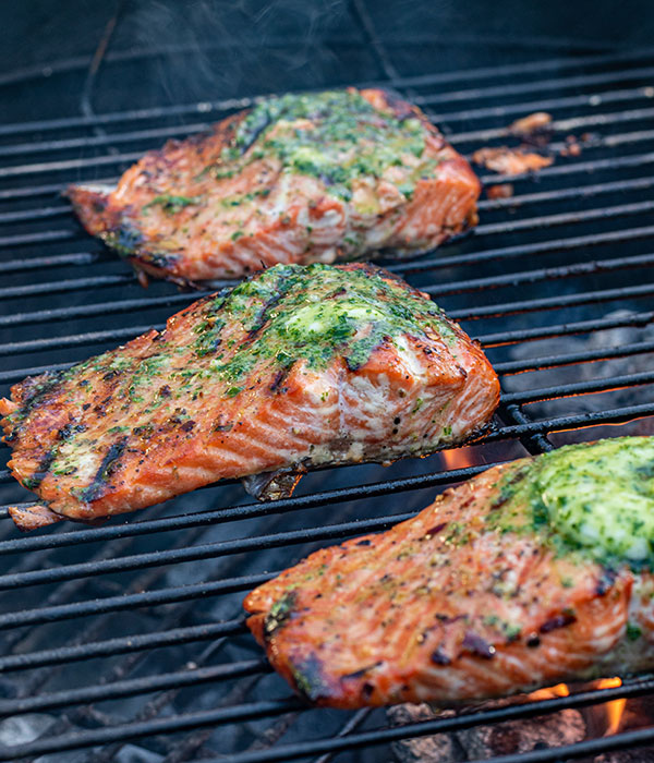 Grilled Wild Sockeye Salmon with Lemon Herb Butter