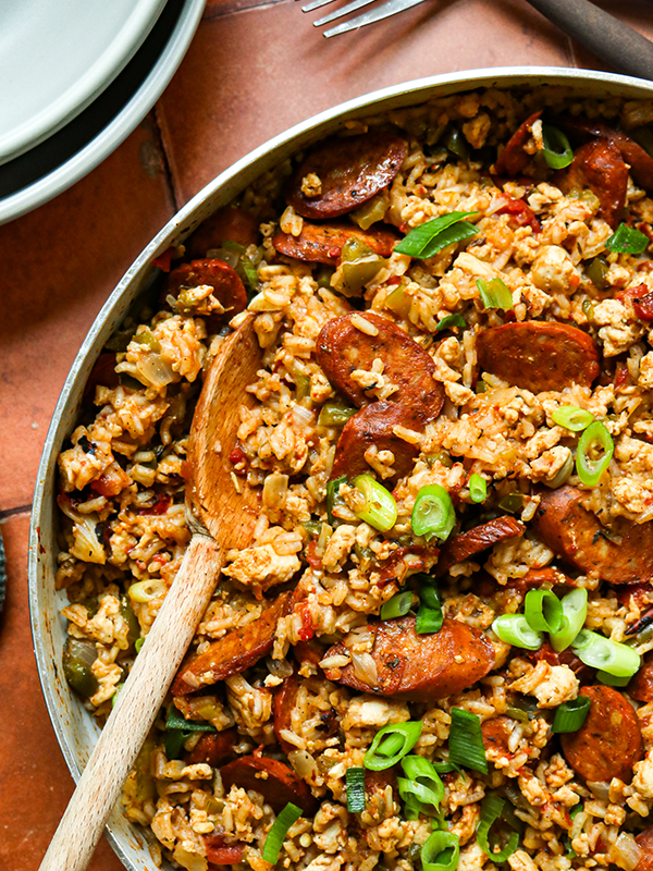 Ground Chicken and Chicken Sausage Jambalaya 