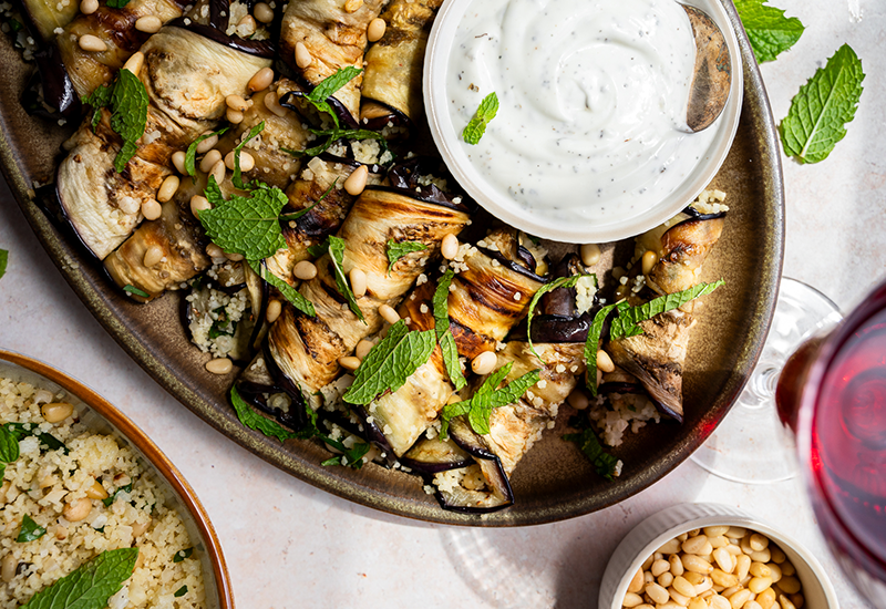 Couscous Stuffed Eggplant Rolls