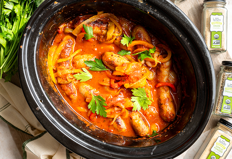 Slow Cooker Bratwurst and Peppers