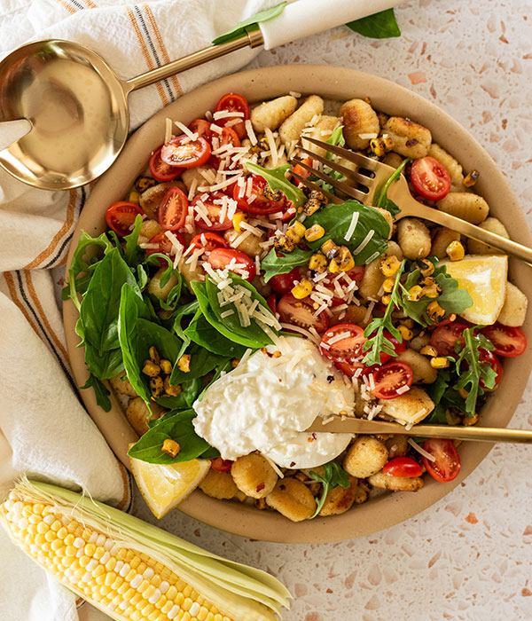 Summer Gnocchi with Grilled Corn and Burrata