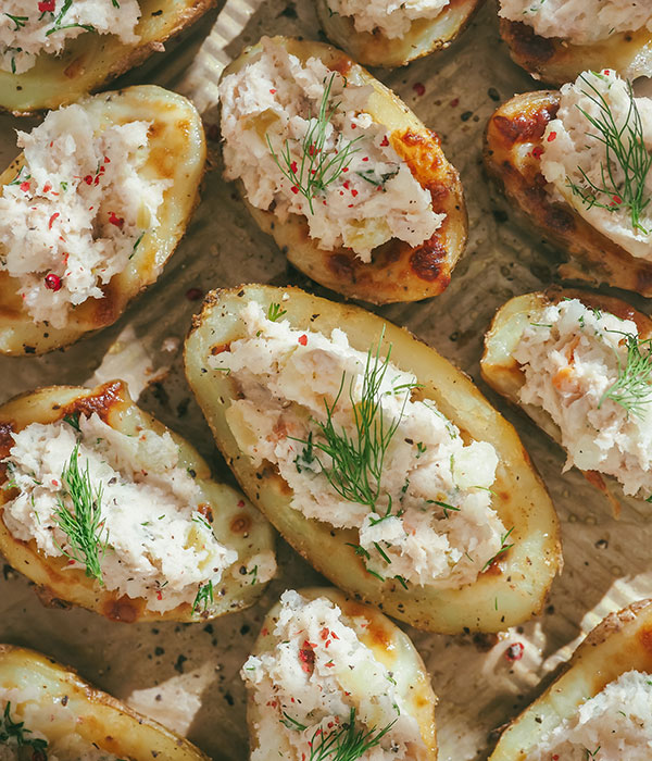 Tuna Salad Stuffed Potato Skins