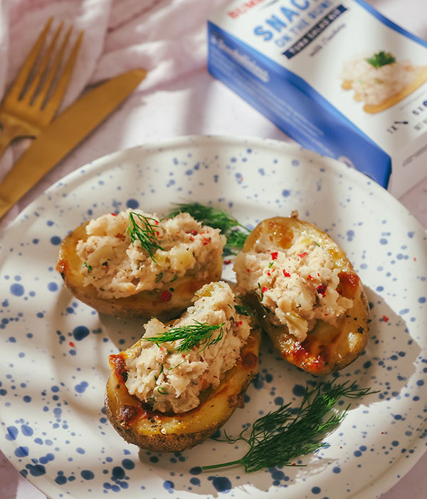 Tuna Salad Stuffed Potato Skins