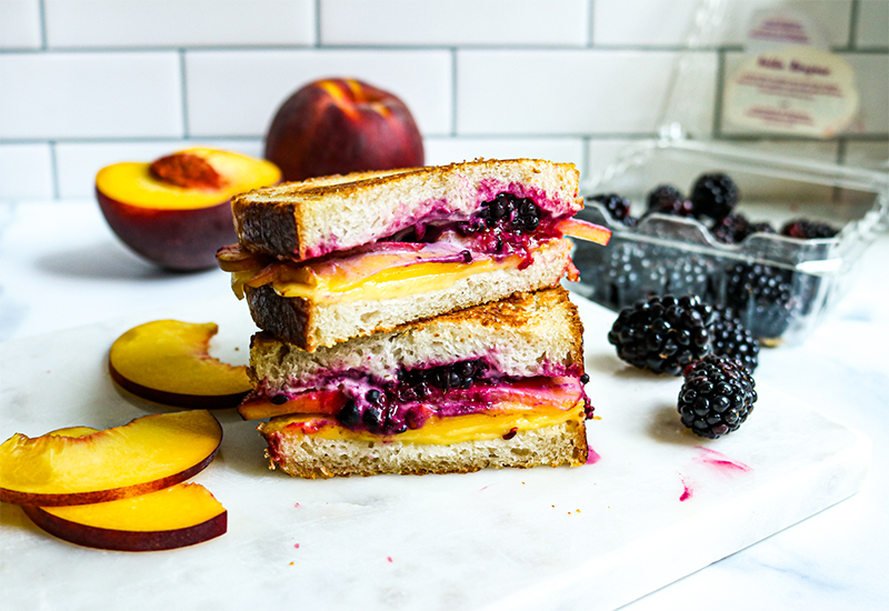 Plant-Based Grilled Cheese with Blackberries and Peaches