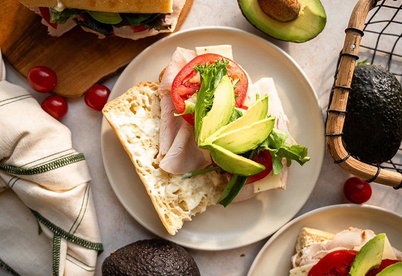 Roasted Turkey Sandwich with Cheese and Avocado