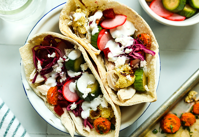 Mediterranean Pita Sandwich with Rotisserie Chicken