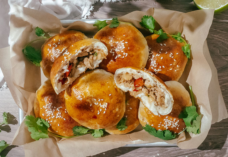 Honey Ginger Cilantro Chicken Stuffed Buns