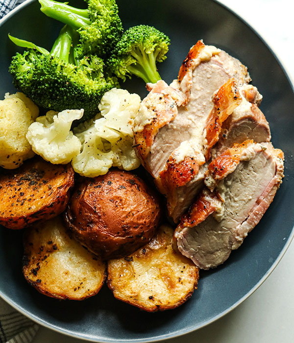 Blue Cheese Stuffed Pork Tenderloin Dinner