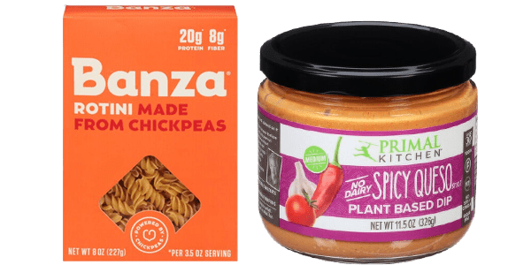 Banza pasta & Primal Kitchen Spicy Queso 
