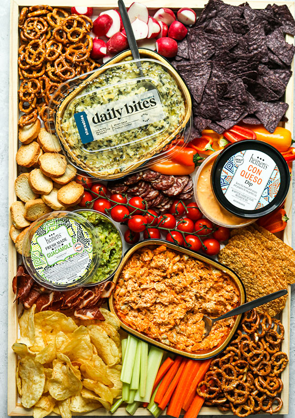 DIY Dip Board with Heinen's Daily Bites Dips and Heinen's Snacks