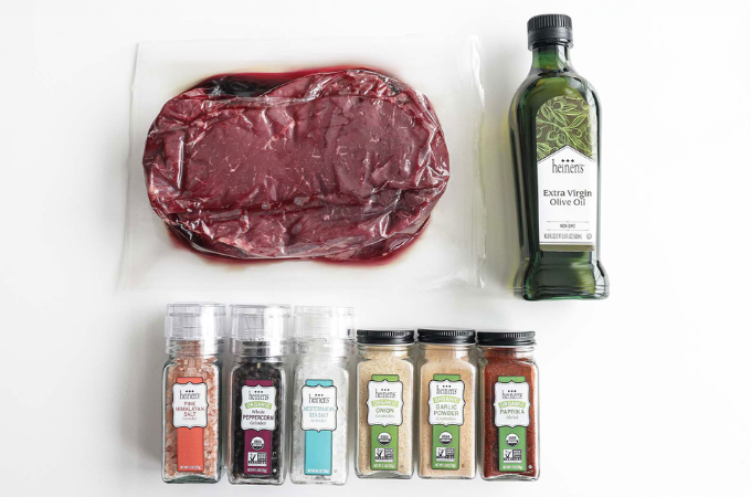 London Broil with ingredients on counter top