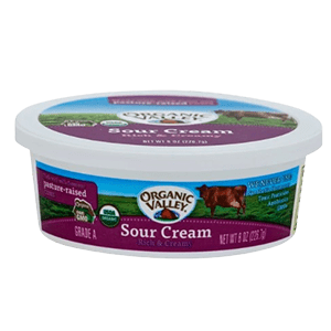 A Container of Organic Valley Sour Cream
