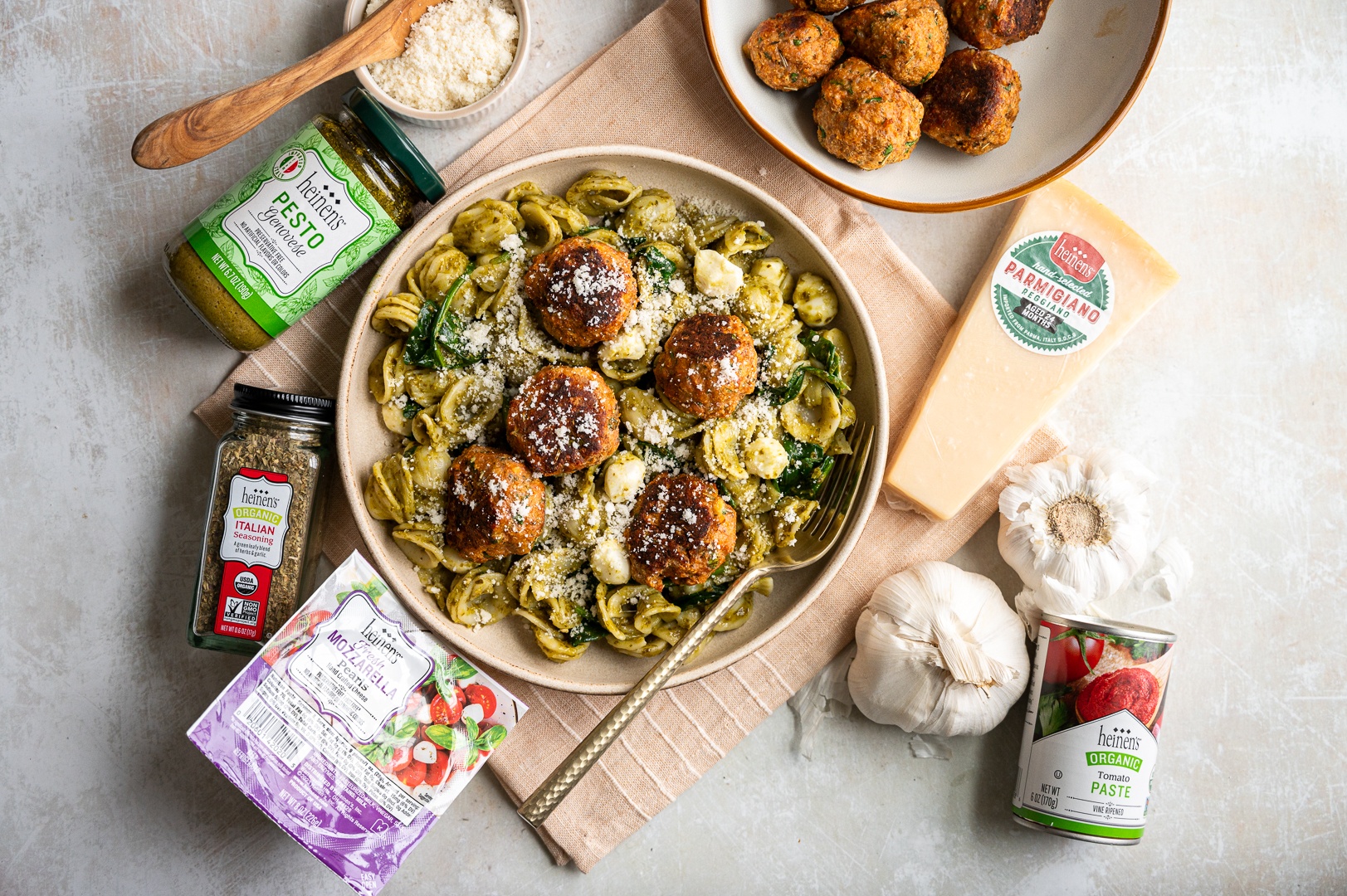 Pesto Pasta with Turkey Meatballs | Heinen's Grocery Store