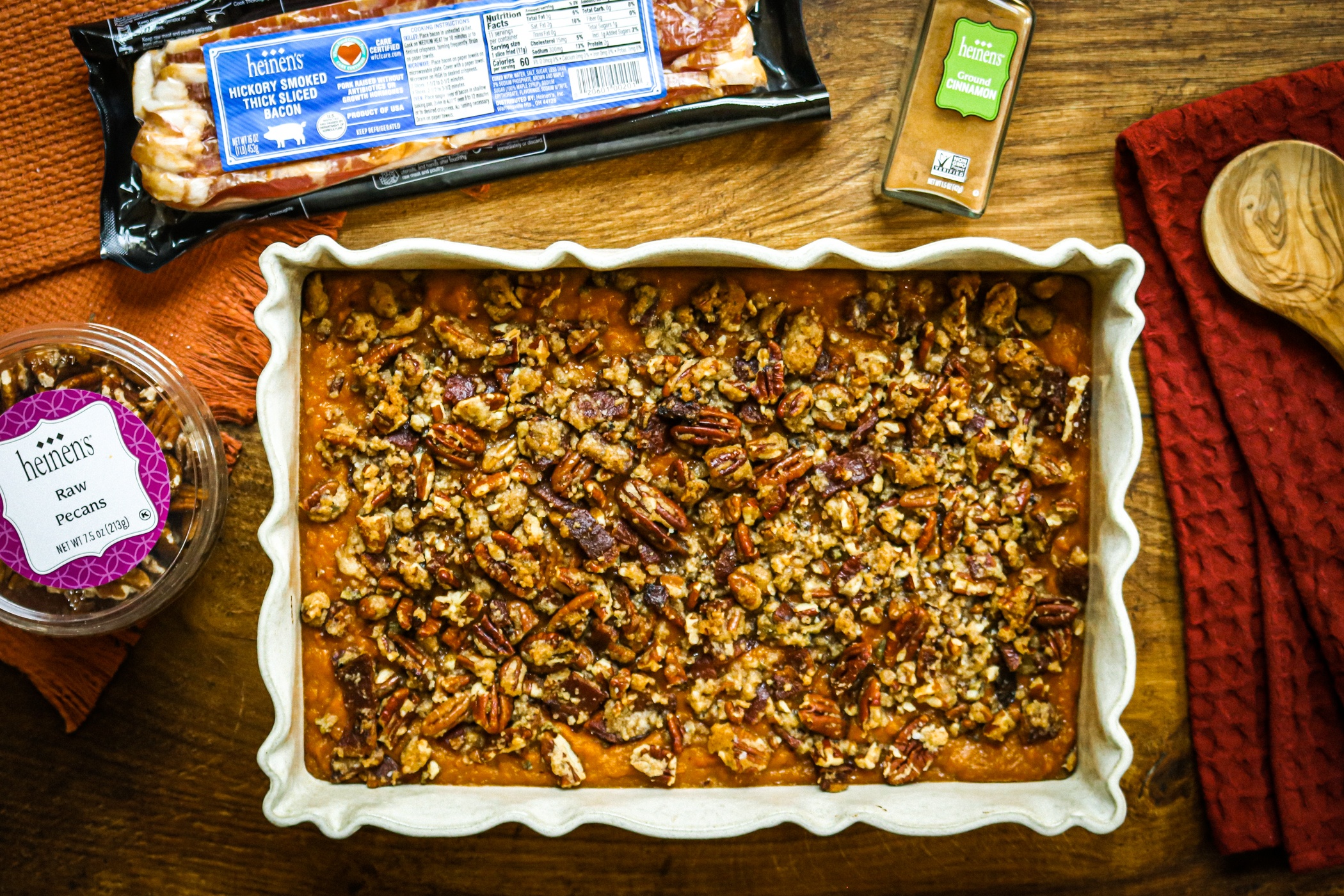 Bourbon Sweet Potato Casserole with Bacon Pecan Crumble | Heinen's Grocery Store