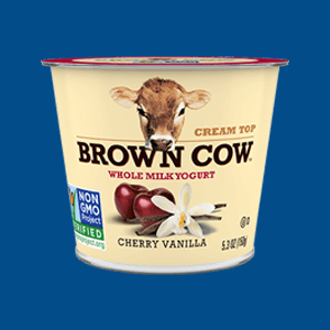 Brown Cow Whole Milk Cream Top Yogurt cup.
