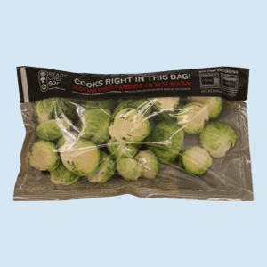 Heinen's Microwavable Brussel Sprouts package.