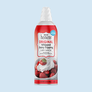 Can of Heinen's Whipped Dairy Topping.