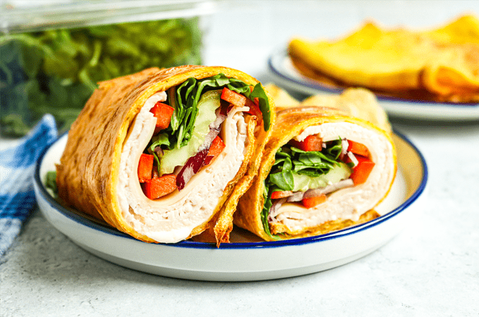 Sliced deli cottage cheese egg wrap