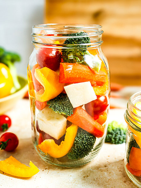 Magic Veggie Jar: A mason jar full with a variety of vegetables