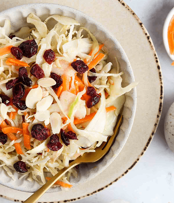 Mayo-Free Coleslaw in a Serving Bowl