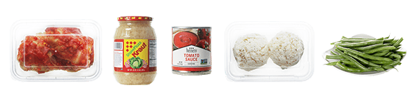 Stuffed Cabbage in Red Sauce, Snow Floss Sauerkraut, Heinen’s Tomato Sauce, Mashed Potatoes, Green Beans