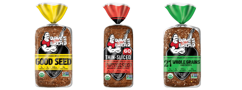 Three Packaged Loaves of Dave's Killer Bread