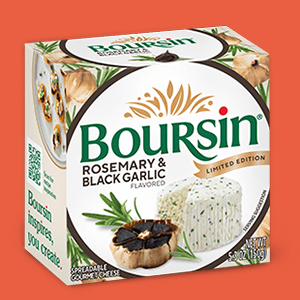 A Package of Boursin Rosemary & Black Garlic Cheese