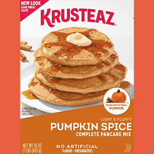 A Box of Krusteaz Pumpkin Spice Pancake and Waffle Mix