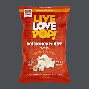 A Bag of Live Love Pop Hot Honey Butter Popcorn