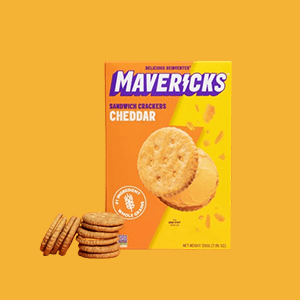 A Back of Maverick's Cheddar Sandwich Cookies