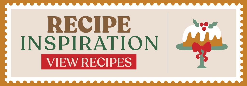 A Yellow. Red, and Green Graphic That Says Recipe Inspiration View Recipes