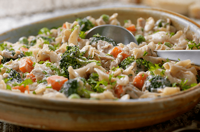 Tuna Casserole with a serving spoon