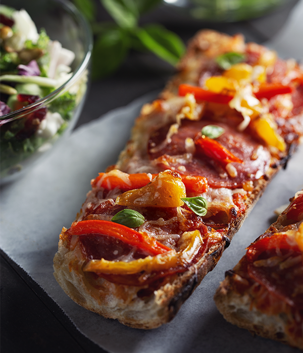 French Bread Pizza prepared and plated