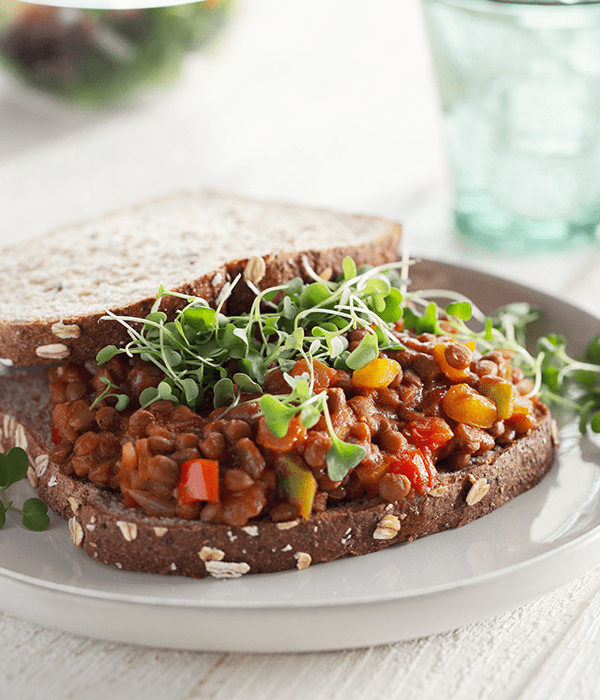 A lentil sloppy joe plated