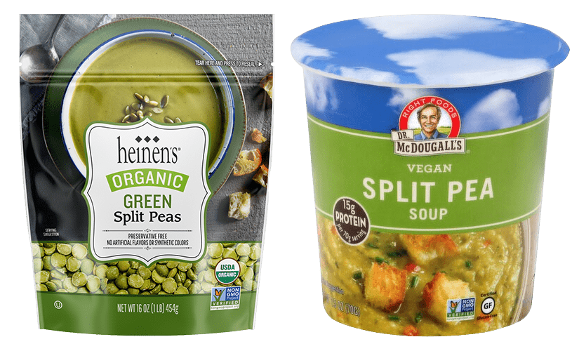 Heinen's organic green split peas & McDougall's split pea soup
