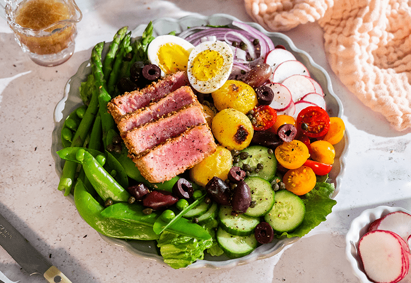 Sesame Crusted Ahi Tuna Nicoise Salad