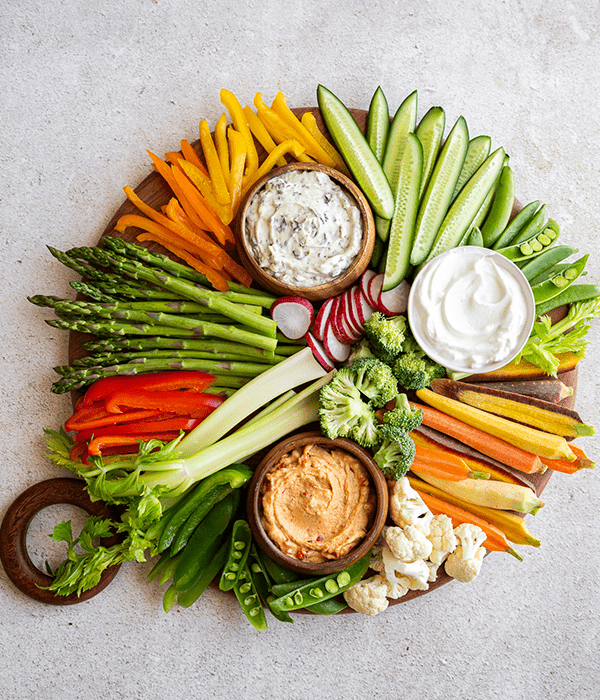 Spring Crudite served with veggies and dips