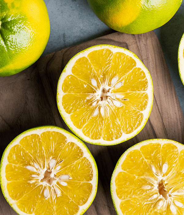 Fresh Cocktail grapefruits sliced open
