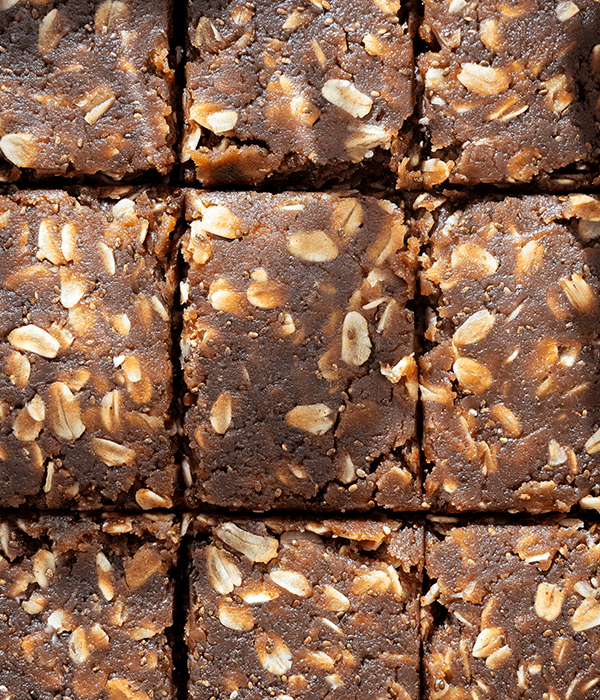 a close up of the No Bake Peanut Butter Chocolate Protein Bars