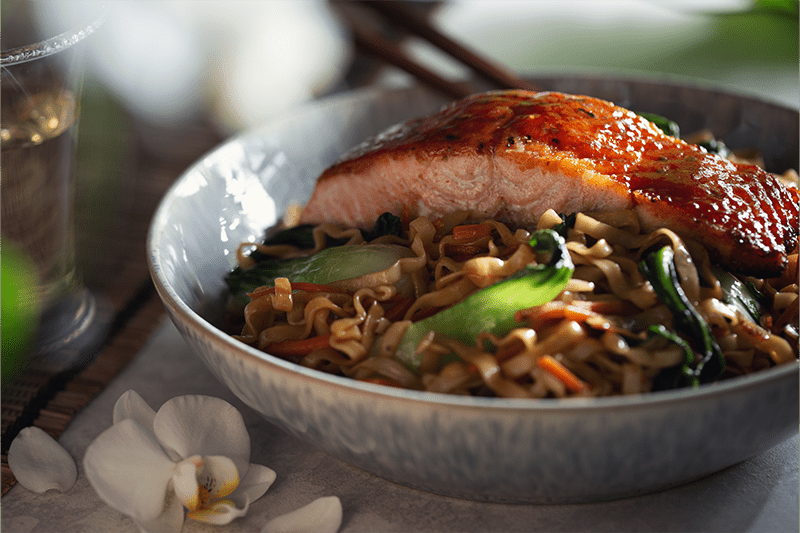What’s For Dinner?  Plum Glazed Salmon Bowl