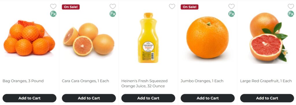Heinen's citrus selections on our e-commerce website