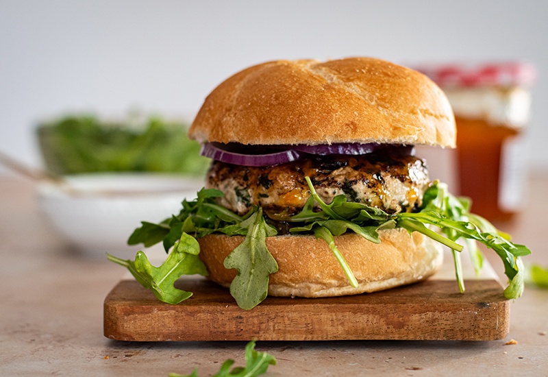 Turkey Goat Cheese Burger with Apricot Preserves