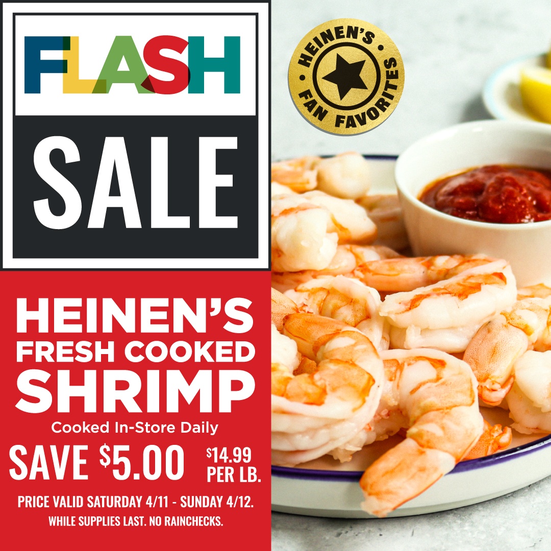 Heinen's Fresh cooked shrimp flash sale
