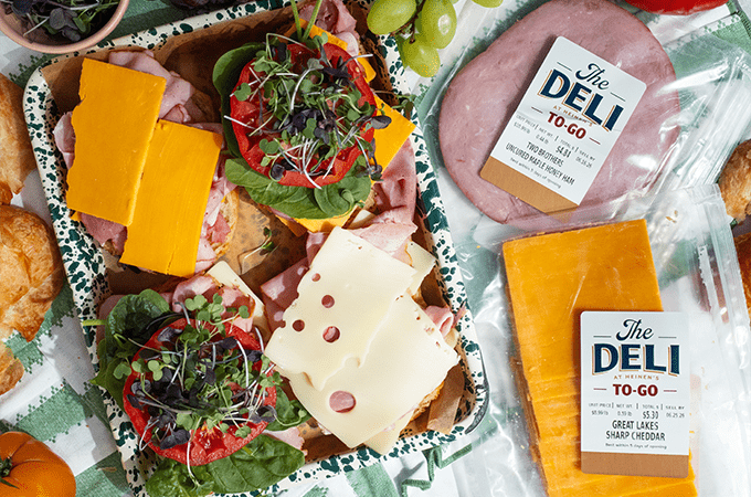 Toasted Ham & Cheese Croissants deconstructed with a side of ham and cheese slices