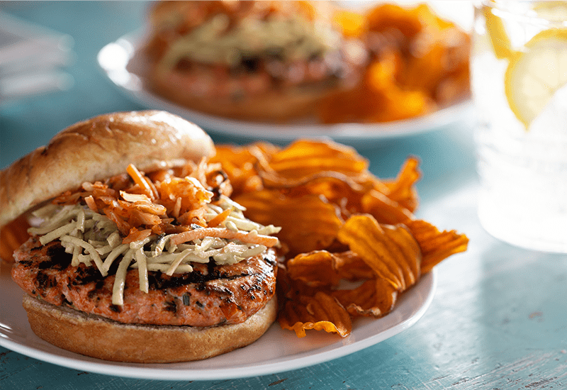 What’s For Dinner? Tropical Salmon Burger with Asian Slaw