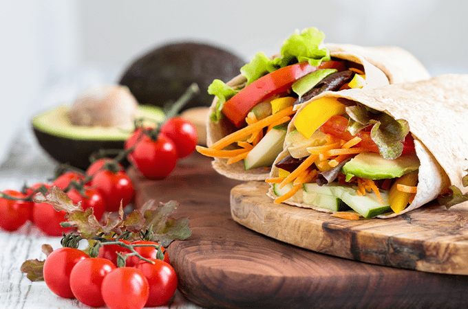 Sprouted Rainbow Veggie Wrap