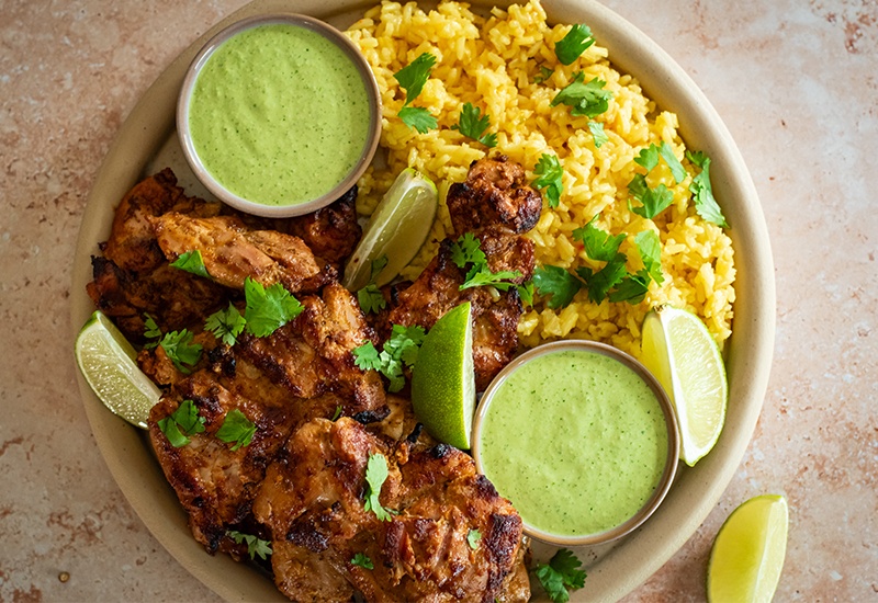 Peruvian Chicken Thighs with Aji Verde Sauce